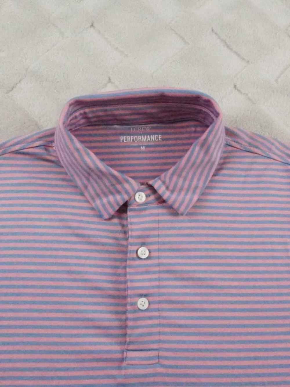 J.Crew Performance Polo Shirt Mens Medium Striped Multi Color Golf preppy